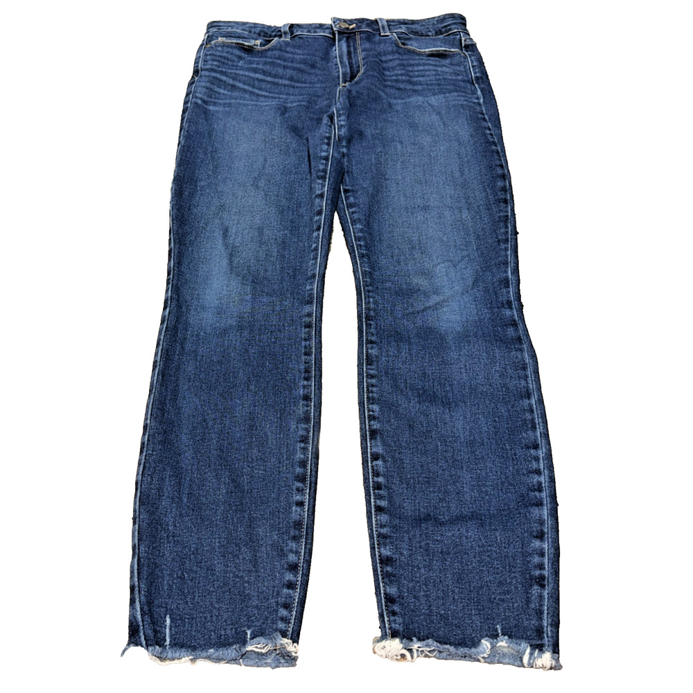 PAIGE Verdugo Ankle Skinny Jeans Dark Wash Raw Hem Size 31